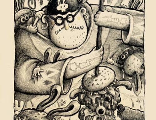 Chasseur de burger de lapin : illustration, dessin encre de Chine