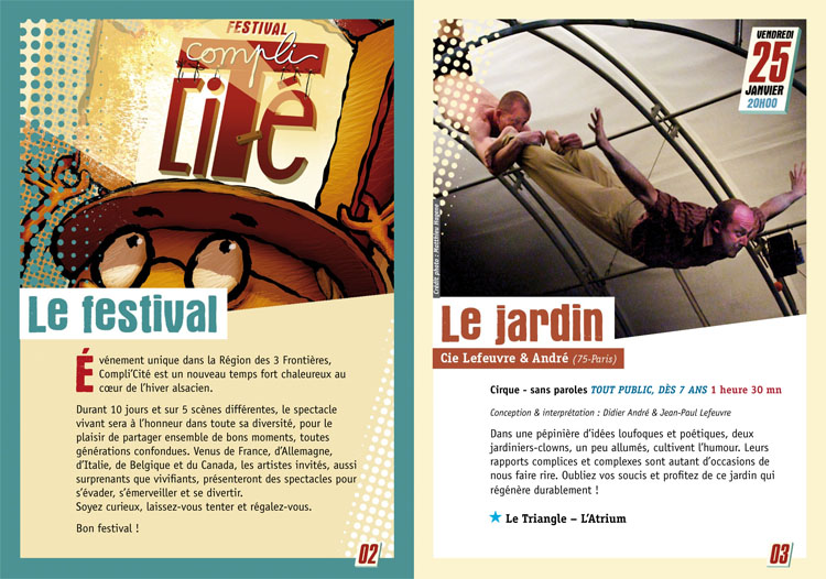 Livret programme du festival Compli'Cité, maquette et mise en page Station-V