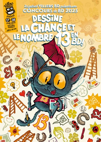 Chat noir et superstition : l’affiche du concours Villers BD #13